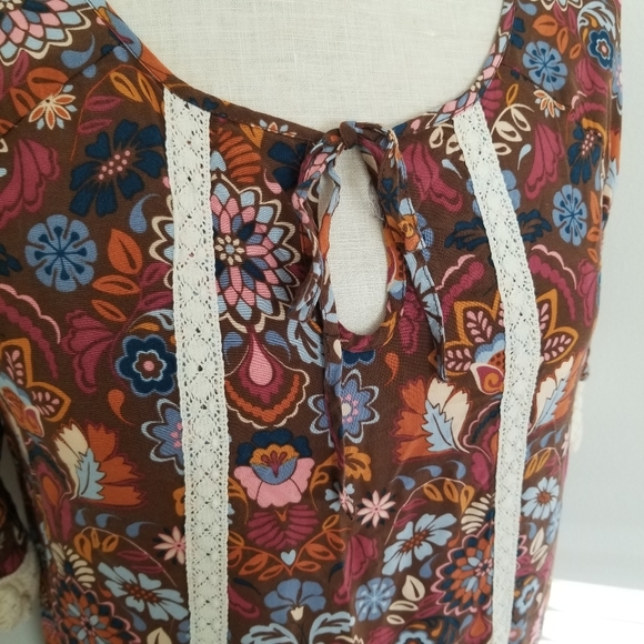 Matilda Jane Intermission Brown Floral Shift Dress Size Large - Picture 3 of 15